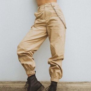 I.AM.GIA Cobain Cargo Tan Chain High Waisted Trousers Pants
